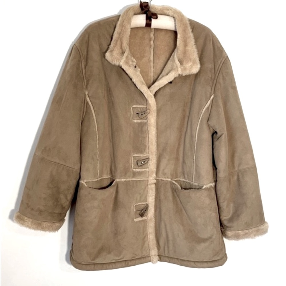Faux Suede Fur Hippie Toggle Button Barn Coat S/M